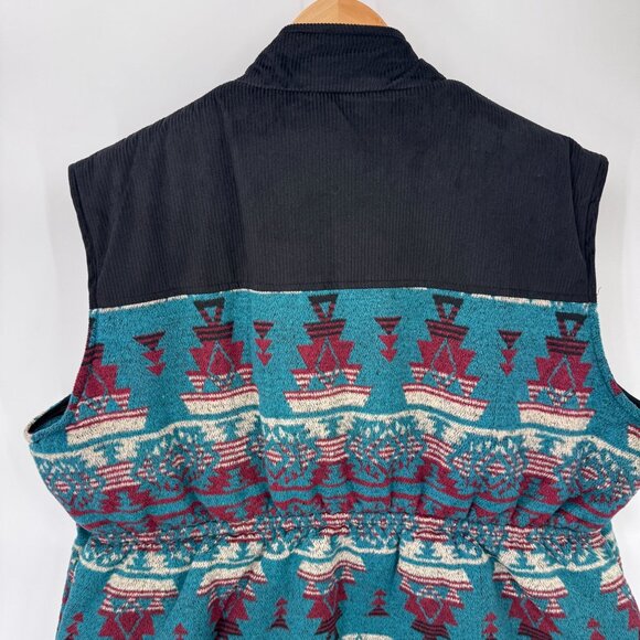 Outback Trading Co Full Zip Maybelle‎ Vest Mens 3X Black Blue Aztec Print Wool - Picture 7 of 11
